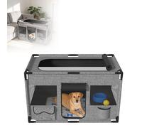 YZNAHRE Caño para perros y gatos, tela Oxford 600D, ventana de malla transpirable, marco de PVC, estable y plegable, interior y exterior, cuadrado, gris, M, 85 × 65 × 65 cm