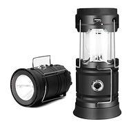 YZOTEK Linterna solar portátil para camping, lámpara plegable recargable por USB, iluminación LED de emergencia nocturna con 2 modos de fuente de alimentación, compatible con carga para teléfono