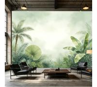 Yzpallescene Mural de pared de tamaño personalizado, acuarela tropical, hojas de palma, planta de plátano, bosque botánico, tela de pared autoadhesiva, papel tapiz extraíble para decoración de pared