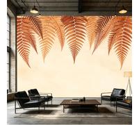 Yzpallescene Mural de pared de tamaño personalizado, hojas de helecho marrón, ilustración botánica de la naturaleza, tela autoadhesiva, papel tapiz extraíble para despegar y pegar, decoración de pared