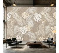 Yzpallescene Mural de pared de tamaño personalizado, hojas de palma tropicales texturizadas, patrón botánico autoadhesivo, tela extraíble, papel tapiz decorativo para sala de estar y dormitorio