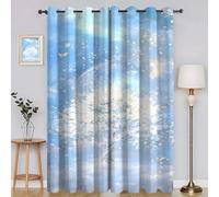 YZQGLHP Árboles Blancos Cortinas Opacas Paquete de 2, Cielo Azul Cortina, Puede Proteger contra el Frío y el Calor, Adecuadas para Dormitorios y Salas de Estar, 140An x 175Al cm
