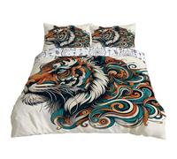 YZQGLHP Arte Funda Nórdica Reversible Extra Grande 220x240 cm - para Cama de 135/150 cm - Juego con 2 Fundas de Almohada Estándar 45x75 cm - Microfibra Magia con PatróN de Tigre