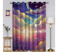 YZQGLHP Cielo Estrellado Rosa Morado Cortinas Opacas Paquete de 2, Luna Cortina, Puede Proteger contra el Frío y el Calor, Adecuadas para Dormitorios y Salas de Estar, 107An x 160Al cm
