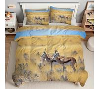 YZQGLHP Edredón Plumón 3D Ciervo Edredón Microfibra Suave Animales Salvajes Juego de Ropa de Cama Duradera para Todas Las Estaciones, Lavable a Máquina, 135 x 200 cm, 2 Fundas Almohada