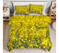 YZQGLHP Edredón Plumón 3D Flores De Colza Edredón Microfibra Suave Amarillo Juego de Ropa de Cama Duradera para Todas Las Estaciones, Lavable a Máquina, 135 x 200 cm, 2 Fundas Almohada