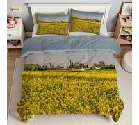 YZQGLHP Edredón Plumón 3D Flores De Colza Edredón Microfibra Suave Planta Juego de Ropa de Cama Duradera para Todas Las Estaciones, Lavable a Máquina, 135 x 200 cm, 2 Fundas Almohada