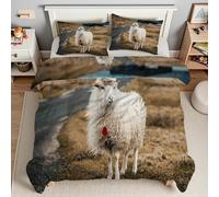YZQGLHP Edredón Plumón 3D Oveja Tibetana Edredón Microfibra Suave Desierto Juego de Ropa de Cama Duradera para Todas Las Estaciones, Lavable a Máquina, 260 x 220 cm, 7 Fundas Almohada