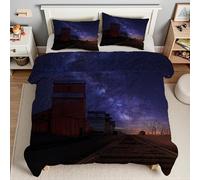 YZQGLHP Edredón Plumón 3D Tren Cielo Estrellado Edredón Microfibra Suave Universo Juego de Ropa de Cama Duradera para Todas Las Estaciones, Lavable a Máquina, 180 x 200 cm, 4 Fundas Almohada