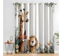YZQGLHP Jirafa y León Cortinas Opacas Paquete de 2, Animales del Bosque Cortina, Puede Proteger contra el Frío y el Calor, Adecuadas para Dormitorios y Salas de Estar, 140An x 175Al cm