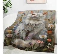 YZQGLHP Manta Gato LeóN Mantas Margarita Estampado 3D Cobija Mantas Suave Franela para Cama, Cobertor Sofa 100x130 cm Manta de Microfibra Cálida Decorativa