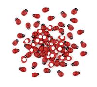 YZROHYI 100 Piezas Decorativas Mariquitas Madera Pequeñas 18 X 25 mm,Pegatinas Mariquitas Manualidades,Mini Mariquitas Adhesivas,Scrapbooking Mariquitas Autoadhesivas Bricolaje para Tarjetas,Fiestas