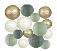 YZROHYI 15 Piezas Farolillos de Papel Colores,Lampara Papel Redonda,Paper Lantern,Farolillos Fiesta Decoracion,Farolillo Exterior para Colgar,Lámpara de Jardín para Bodas, Cumpleaños, Comuniones