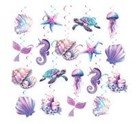 YZROHYI 18 Pcs Guirnalda Sirena,Decoracion Cumpleaños Sirena,Decoración Espiral,Remolinos Colgantes,Guirnalda de Papel Oceanico,Guirnaldas Colgantes en Espiral,Guirnaldas Tema de Océano para Fiestas