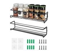 YZROHYI 2 PCS Especieros para Cocina Pared,Estante Especias Metalico,Organizador de Especias Adhesivo,Estanteria Especias Sin Taladro,Especieros para Cocina Puerta Armario,Especiero Colgar Pared