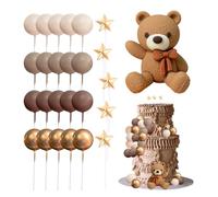 YZROHYI 26 Piezas Decoracion Tarta Osos Marrones,Adorno para Tarta de CumpleañOs,Cake Topper,Decoración Cupcakes Baby Shower,Decoração Bolos Aniversario,Decoración Tartas Bautizo Niña para Fiesta