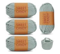 YZROHYI 4 Piezas Hilo para Tejer A Crochet 4 X 100 G,Trapillo para Crochet Bolsos,Trapillo para Cesta,Trapillo para Hacer Alfombras,Hilo para Ganchillo,Hilo para Amigurumi,Cuerda Macramé para DIY