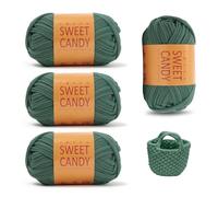 YZROHYI 4 Piezas Hilo para Tejer A Crochet 4 X 100 G,Trapillo para Crochet Bolsos,Trapillo para Cesta,Trapillo para Hacer Alfombras,Hilo para Ganchillo,Hilo para Amigurumi,Cuerda Macramé para DIY