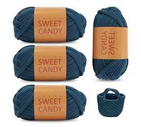 YZROHYI 4 Piezas Hilo para Tejer A Crochet 4 X 100 G,Trapillo para Crochet Bolsos,Trapillo para Cesta,Trapillo para Hacer Alfombras,Hilo para Ganchillo,Hilo para Amigurumi,Cuerda Macramé para DIY