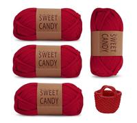 YZROHYI 4 Piezas Hilo para Tejer A Crochet 4 X 100 G,Trapillo para Crochet Bolsos,Trapillo para Cesta,Trapillo para Hacer Alfombras,Hilo para Ganchillo,Hilo para Amigurumi,Cuerda Macramé para DIY