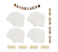 YZROHYI 40 Piezas Colgar Fotos con Pinzas,Marcos de Fotos Carton,Cuerda Fotos Pared con 40 Pinza Madera y 4 Cuerda de Yute,Cuelga Fotos Decorativos,Marco de Cartulina para Fotos para Fiesta