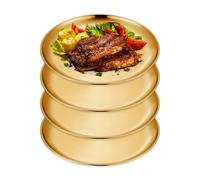YZROHYI 4pcs Bandeja Decorativa Centro de Mesa 14 cm,Bandeja Dorada Redonda,Bandeja Cocina Metal,Bandeja de Acero Inoxidable Redonda,Bandeja Camarero,Bandeja para CosméTicos,Velas,Joyería,Perfume