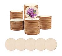 YZROHYI 50 PCS Discos de Madera Redondos con Agujero 30 MM,Circulos Madera Manualidades Redonda,Rodaja Madera Pequeña,Discos de Madera Para Pintar,Rodajas de Madera Natural,Trozos Madera Decoracion