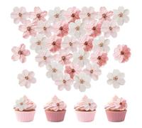YZROHYI 50 Piezas Flores para Tartas,Decoracion Tartas Flores Cumpleaños,Adornos para Cupcakes,Adornos para Tarta,Decoración de Pastel,Accesorios Decoracion Cake,Toppers Cake para Fiestas de Bodas