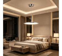 YZSJ Lampara Colgante LED Circular Ultrafina Cromada Moderna Regulable En Altura Lampara De Techo Colgante para Isla De Cocina para Cocina Comedor Salon Dormitorio Pasillo Iluminacion Interior(40cm)