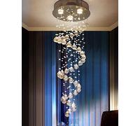 YZSMD Luz de Escalera giratoria Long Crystal Sala de Estar Moderno Landeliers Grandes para el Edificio Dúplex de Villa 35x100cm