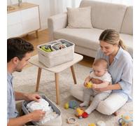 yztju Diaper Basket,Portable Corduroy Large Tote, Holder Nursery Organizer Bag | For Home Bathroom Desk Couch Nursery Trunk Travel Boys Girls