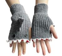 yztju Einzigartiges Haikreativität: Das kreative Hai-Motiv dieser fingerlosen Handschuhe wird durch kunstvolle 3D-Stickereien betont. Es setzt modische und verleiht Ihrem Winter-Outfit einen besonde