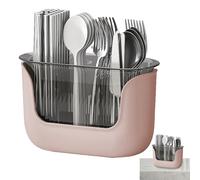 yztju Soporte para utensilios con 3 compartimentos, soporte para cubiertos para la encimera, organizador de cubiertos, soporte para recipientes, soporte para cubiertos transparente