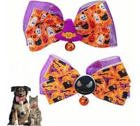 Yzufyys 2 collares de Halloween para gatos y perros, ajustables con seguridad de separación, pajarita reflectante y encantador diseño de fantasma de calabaza (estilo B)