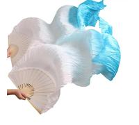 YZWHKJ Abanico Seda Danza del Vientre 2 Piezas de 150 cm Largo, abanicos Danza del Vientre Color Degradado, Accesorios práctica Baile imitación Largos, Seda rayón(Imitation Silk Fan-7)