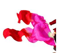 YZWHKJ Abanico Seda Danza del Vientre Abanicos de Danza con Velo Seda Calidad Femenina Par abanicos for del Vientre Blancos(Color-14,XL-230cm-1pair(2pcs))