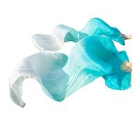 YZWHKJ Abanico Seda Danza del Vientre Abanicos de Danza con Velo Seda Calidad Femenina Par abanicos for del Vientre Blancos(Color-7,XXL-280cm-1pair(2pcs)