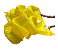 YZWHKJ Abanico Seda Danza del Vientre Abanicos de Danza con Velo Seda Calidad Femenina Par abanicos for del Vientre Blancos(Yellow,XXL-280cm-1pair(2pcs)