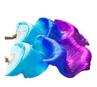 YZWHKJ Abanico Seda Danza del Vientre Abanicos de Danza con Velo Seda Calidad Femenina Par abanicos for del Vientre Blancos(13,XXL-280cm-1pair(2pcs)