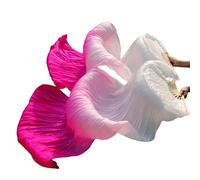 YZWHKJ Abanico Seda Danza del Vientre Abanicos de Danza con Velo Seda Calidad Femenina Par abanicos for del Vientre Blancos(Color-11,XXL-280cm-1pair(2pcs)