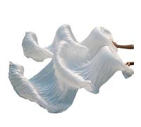 YZWHKJ Abanico Seda Danza del Vientre Abanicos de Danza con Velo Seda Calidad Femenina Par abanicos for del Vientre Blancos(White,XXL-280cm-1pair(2pcs)