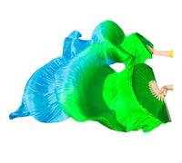 YZWHKJ Abanico Seda Danza del Vientre Abanicos de Danza con Velo Seda Calidad Femenina Par abanicos for del Vientre Blancos(Color-8,XL-230cm-1pair(2pcs))