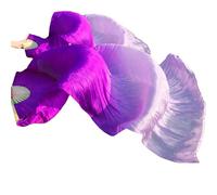 YZWHKJ Abanico Seda Danza del Vientre Abanicos de Danza con Velo Seda Calidad Femenina Par abanicos for del Vientre Blancos(02,XXL-280cm-1pair(2pcs)