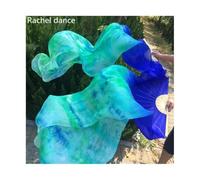 YZWHKJ Abanico Seda Danza del Vientre Abanicos for Danza del Vientre teñidos anudados for Mujeres y niñas, 180 cm de Largo, Seda Natural auténtica, for Bailar, un par(As The picture-16,L)