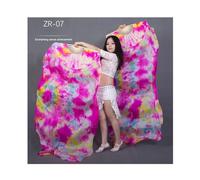 YZWHKJ Abanico Seda Danza del Vientre Abanicos for Danza del Vientre teñidos anudados for Mujeres y niñas, 180 cm de Largo, Seda Natural auténtica, for Bailar, un par(As The picture-02,XL)