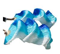 YZWHKJ Abanico Seda Danza del Vientre Mujeres Silk Belly Dance Fan Velo de Seda 1 PCS Rojo+Naranja+Amarillo(Deep Purple)