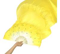 YZWHKJ Abanico Seda Danza del Vientre Ventilador for Bailar 1,5m imitación Danza de Seda Kung Fu Tai Chi Fan Etapa Performance Props Decor Body Hand Fans(Yellow)