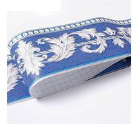 YZWHKJ Cenefa Adhesiva Cocina Afile a prueba de agua Auto adhesivo 5 M Longitud Bordelina Frontera Etiquetas pared Relieve Rústico Tile Vintage Wallpaper Fronteras(Blue eucalyptus leaf)
