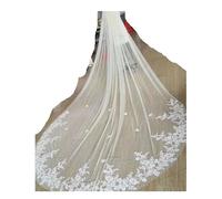 YZWHKJ Velo Novia Despedida Soltera Velos de novia blancos con mantilla largos borde encaje y peine Accesorios boda for(F,300cm)