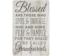 YZWRWRMKTB Blessed Are Those Who Spoil and Snuggle Vintage Metal Tin Sign Grandparent Wall Decor for Home Bedroom Living Room Office 8 X 12 in